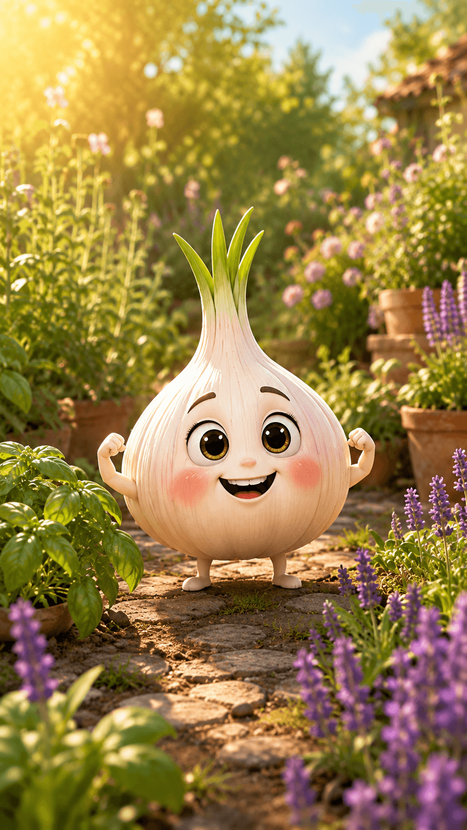 Knoblauch mit lächelndem Gesicht