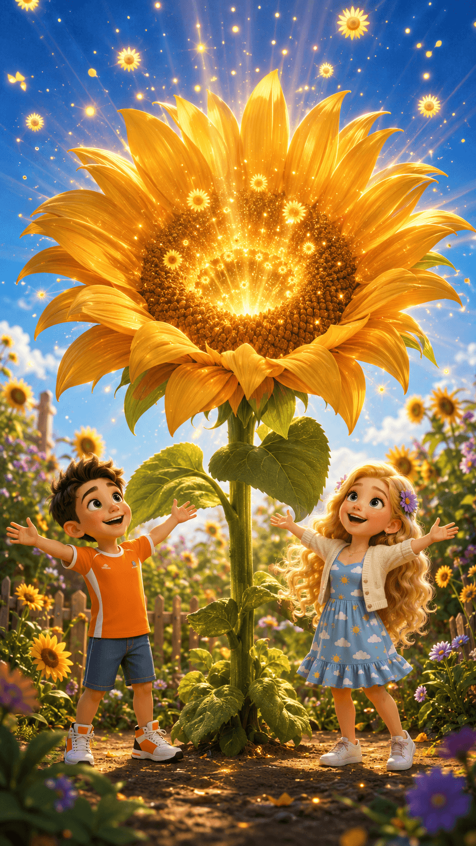 Sonnenblume mit lächelndem Gesicht