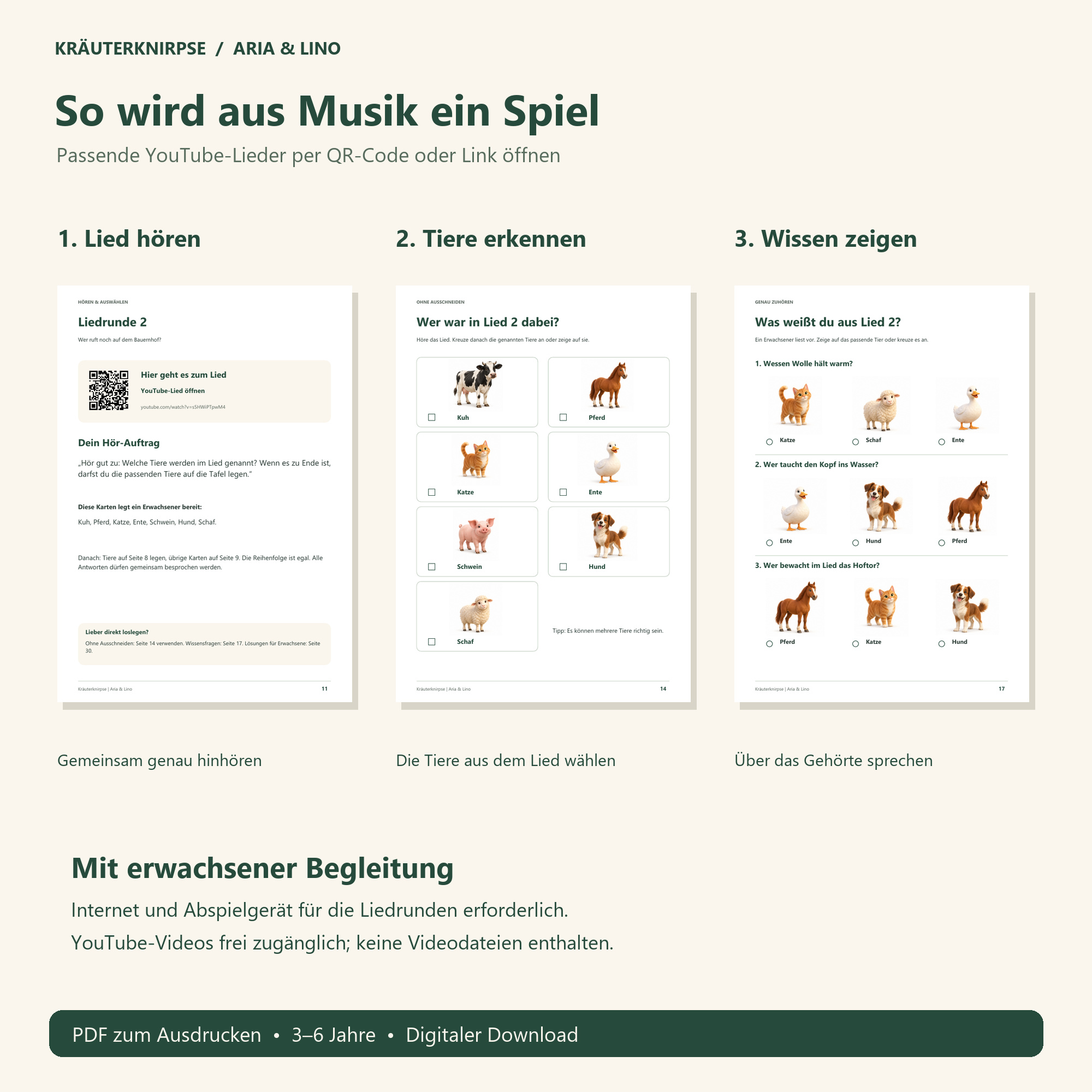 So wird aus Musik ein Spiel — Lied hören, Tiere erkennen, Wissen zeigen