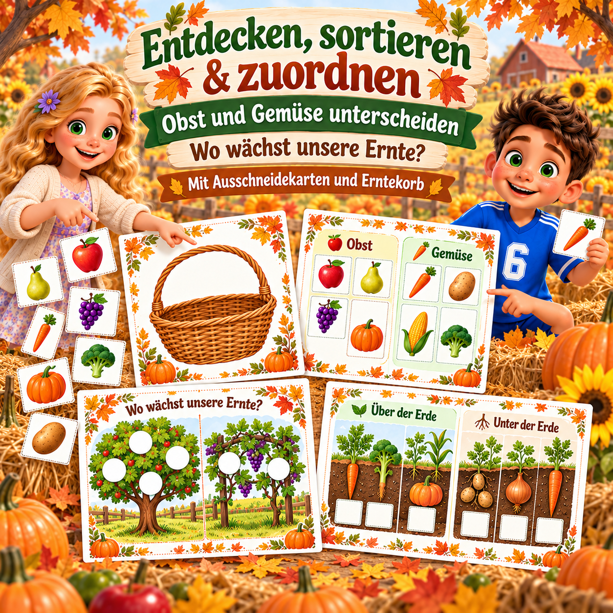 Entdecken, sortieren und zuordnen — mit Ausschneidekarten und Erntekorb