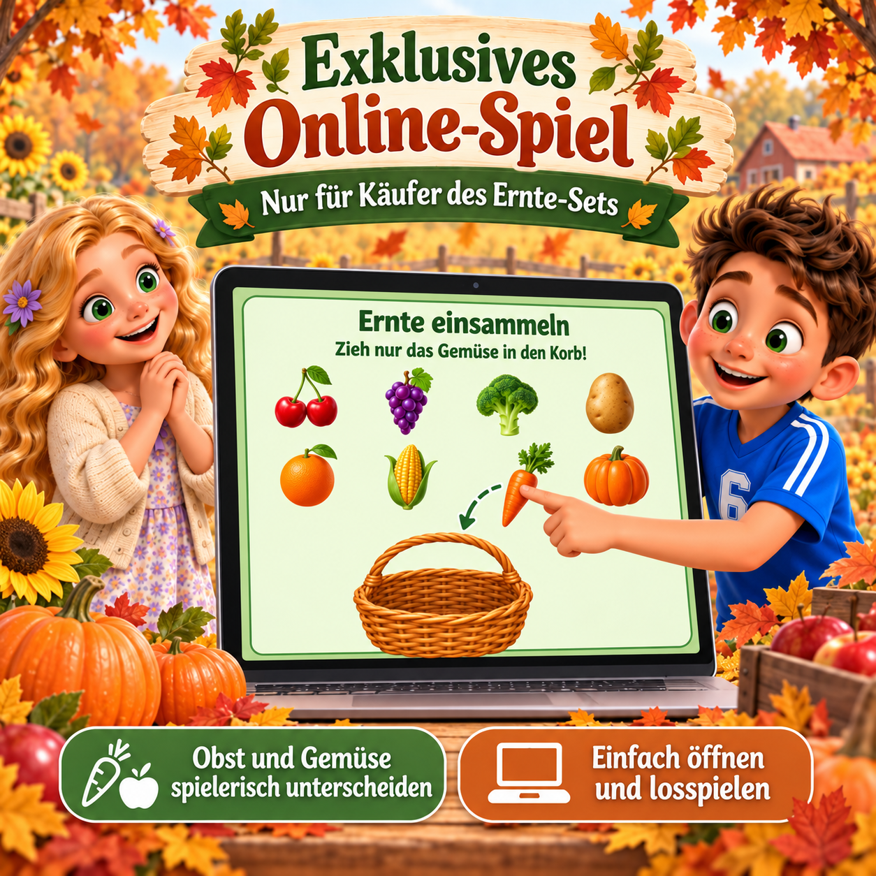 Exklusives Online-Spiel «Ernte einsammeln» — nur für Käufer des Ernte-Sets