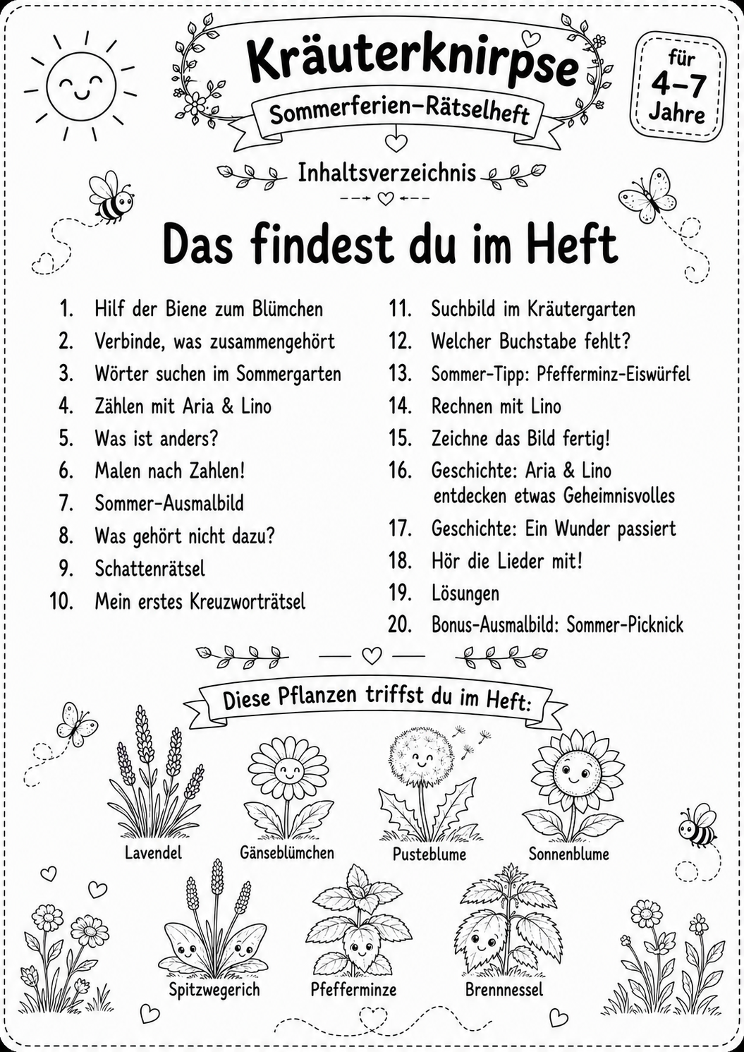 Inhaltsverzeichnis des Sommer-Heftes